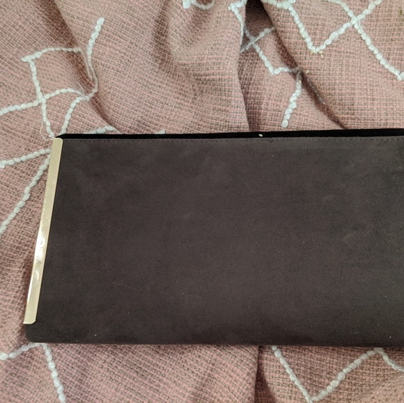 Black, Grey, Tan and Gold Velvet Envelope Clutch - Picture 4 of 6